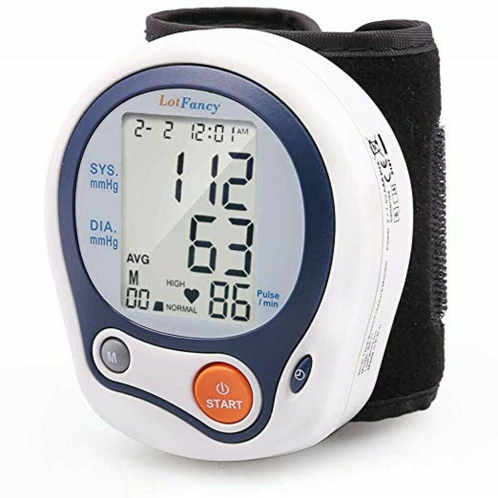 Automatic Wrist Blood Pressure Monitor BP Cuff Gauge Machine Tester with Memory