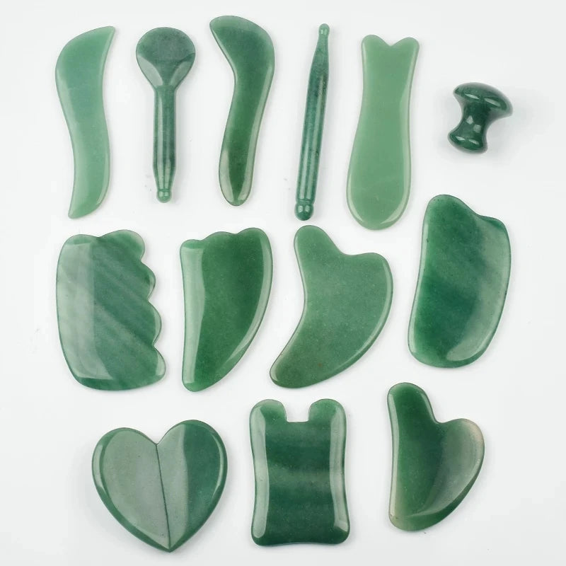 Jade Face Massager Natural Stone Gua Sha Tool Massage Head Neck Crystal Mineral Skin Care Beauty Appliances Health Scraper