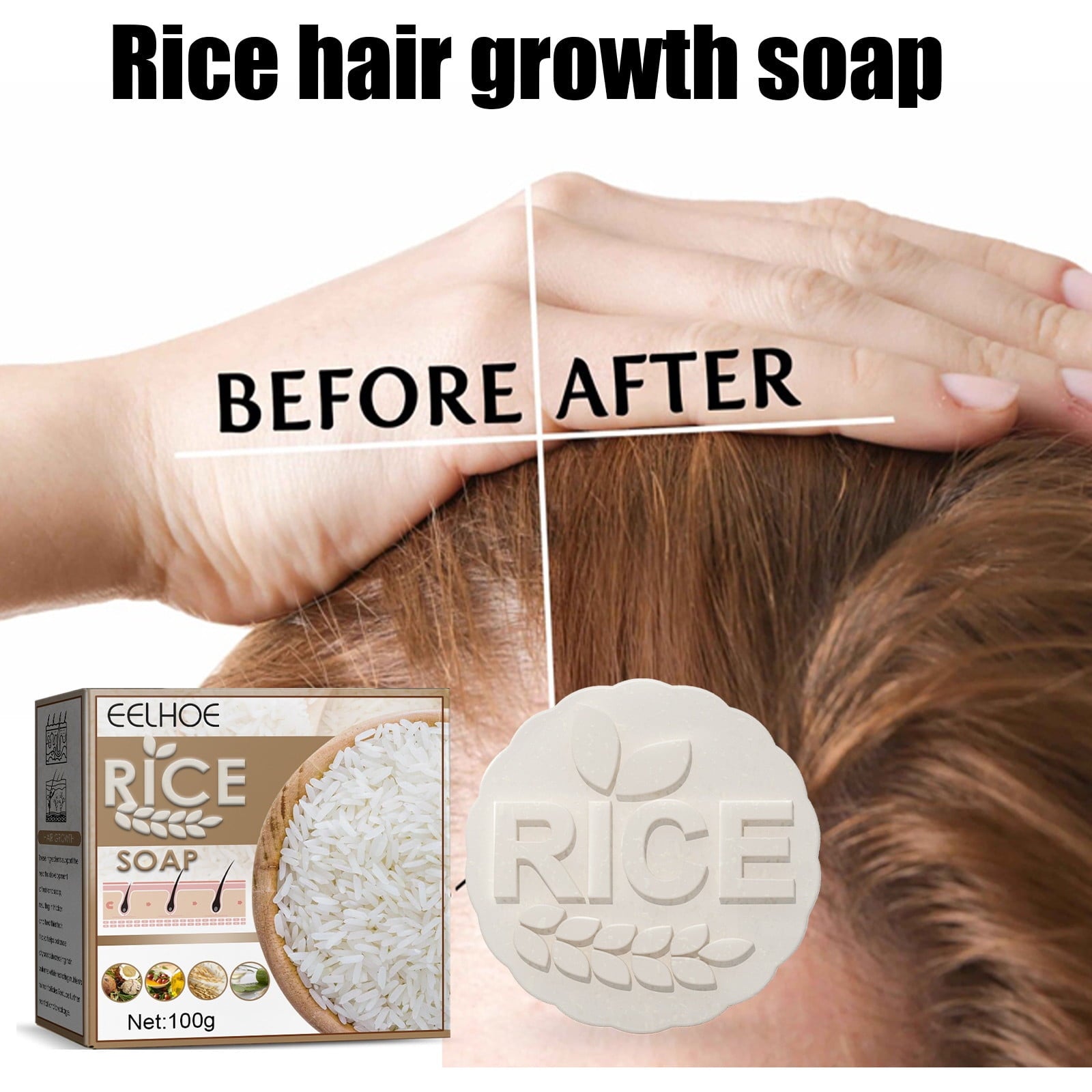 Anti-Hair Loss Rice Shampoo Bar Rice Water Shampoo and Conditioner for Hair Hair Loss Oil Control Shampoo Soap