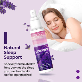 NUVO WELLNESS Travel Size Pillow Spray - Room, Linen & Deep Sleep Spray Made with Therapeutic Essential Oils - Organic French Lavender - (3.3Oz)