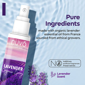 NUVO WELLNESS Travel Size Pillow Spray - Room, Linen & Deep Sleep Spray Made with Therapeutic Essential Oils - Organic French Lavender - (3.3Oz)