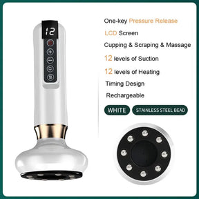 Rechargeable Vacuum Cupping Device Skin Scraping Massager Jars Heating Guasha Suction Cups Therapy Guasha Health Beauty