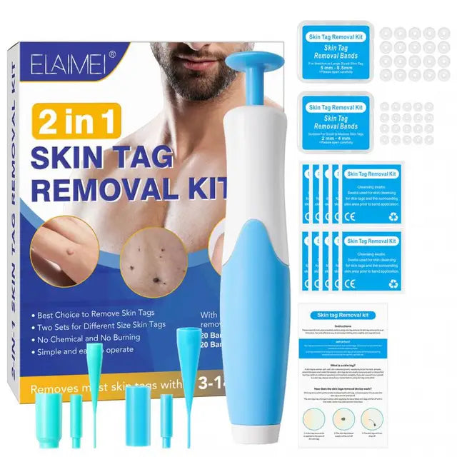 2 In1 Painless Auto Skin Tag Mole Wart Removal Kit Cleaning Tools Face Skin Care Body Wart Dot Treatments Remover Beauty Health