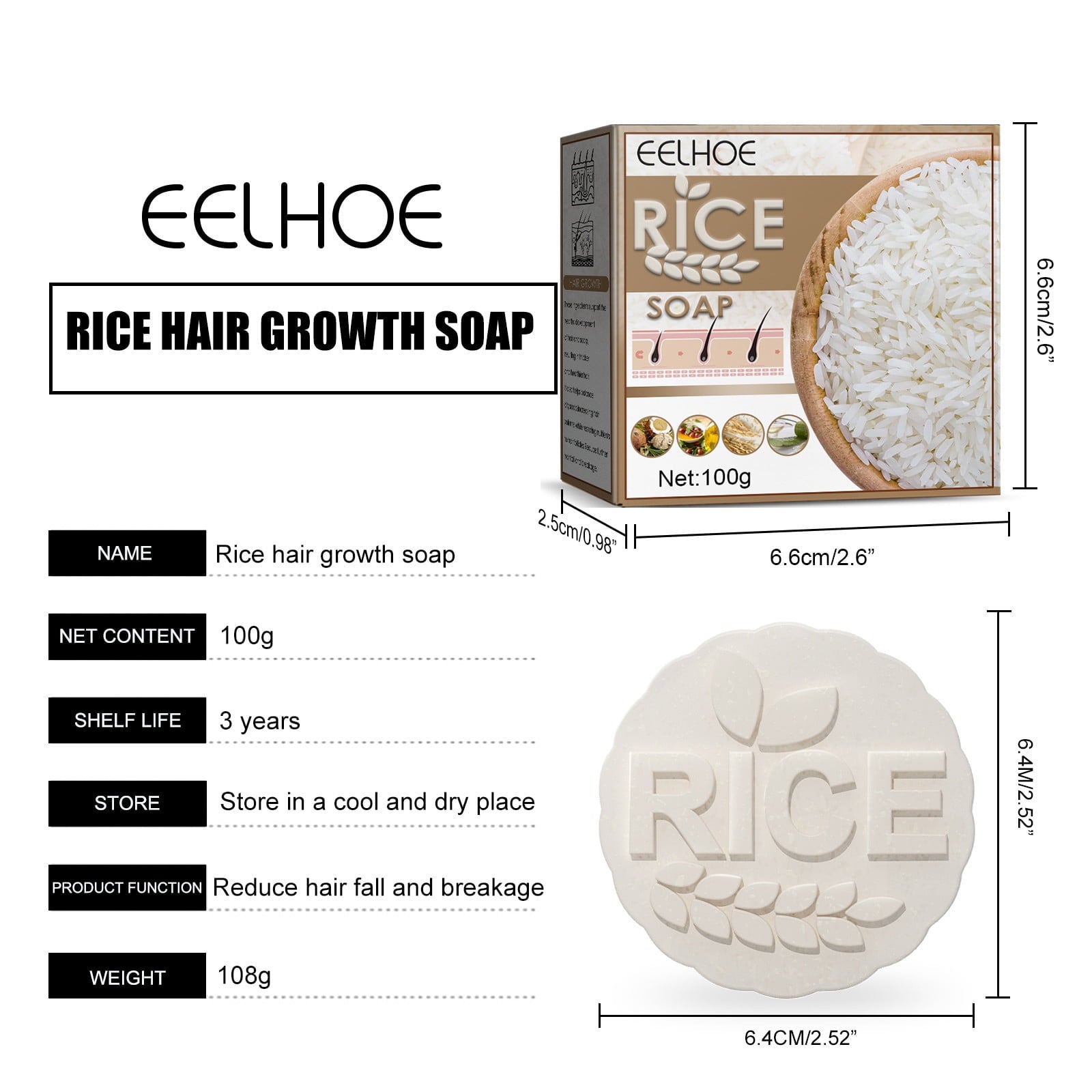 Anti-Hair Loss Rice Shampoo Bar Rice Water Shampoo and Conditioner for Hair Hair Loss Oil Control Shampoo Soap