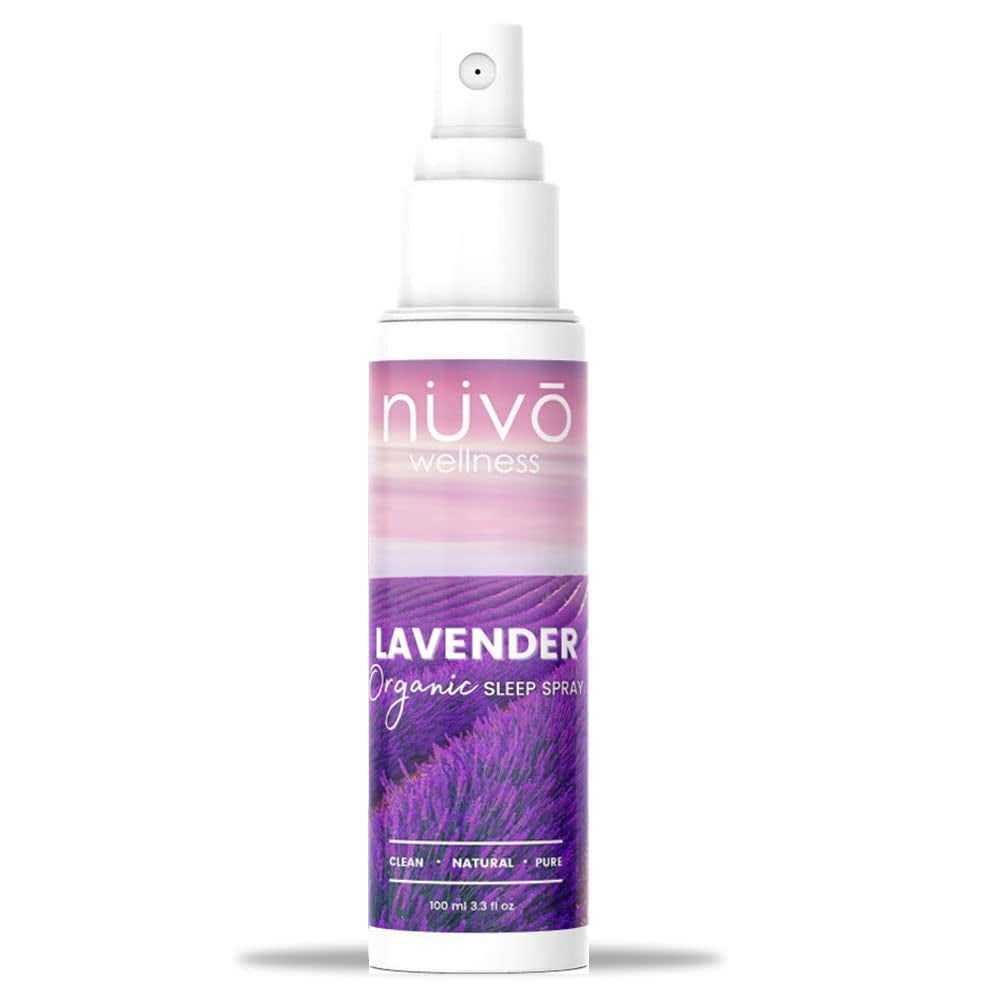 NUVO WELLNESS Travel Size Pillow Spray - Room, Linen & Deep Sleep Spray Made with Therapeutic Essential Oils - Organic French Lavender - (3.3Oz)