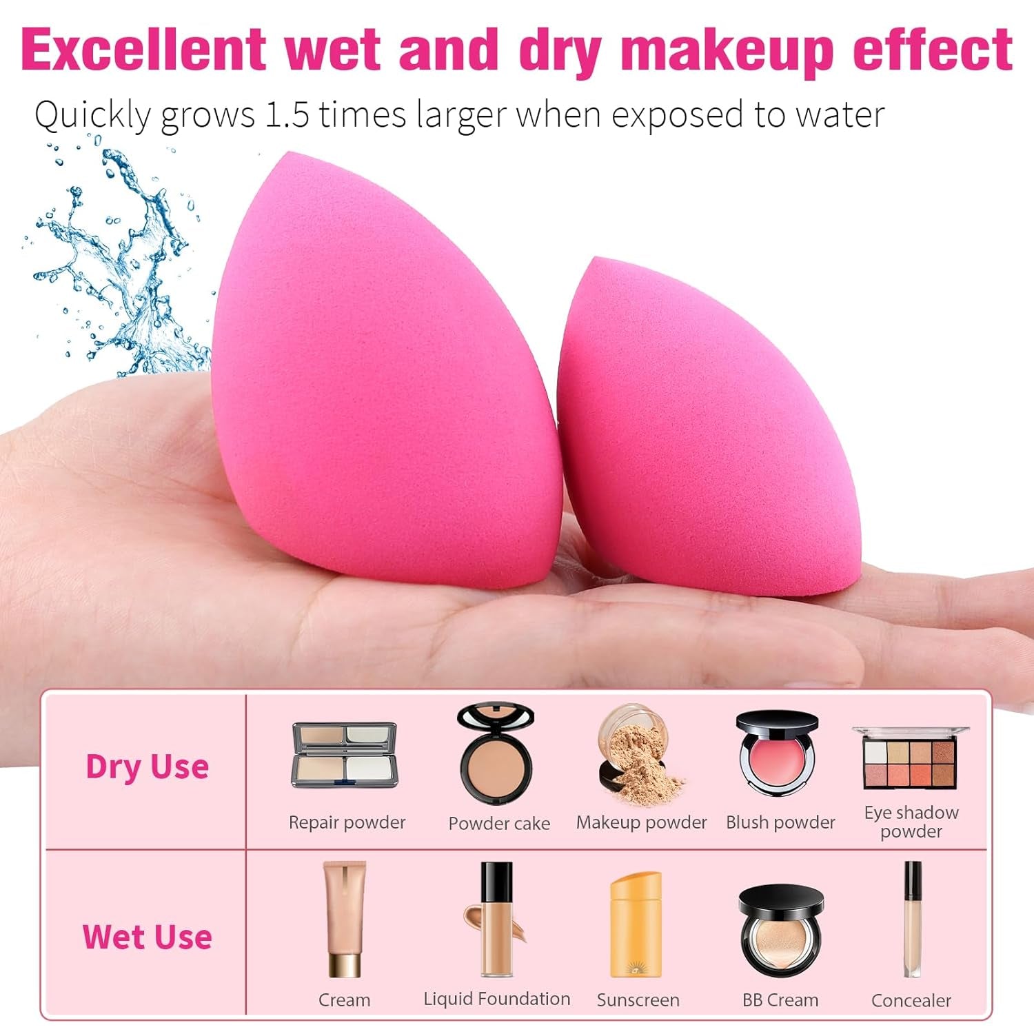 3Pcs Soft Makeup Sponges Set for Liquid Foundation, Cream, and Powder | Latex Free Blender Beauty Sponge | Durable Foundation Puff | Dry & Wet Use Make up Sponges for Face, Beauty Gift Set