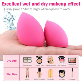 3Pcs Soft Makeup Sponges Set for Liquid Foundation, Cream, and Powder | Latex Free Blender Beauty Sponge | Durable Foundation Puff | Dry & Wet Use Make up Sponges for Face, Beauty Gift Set