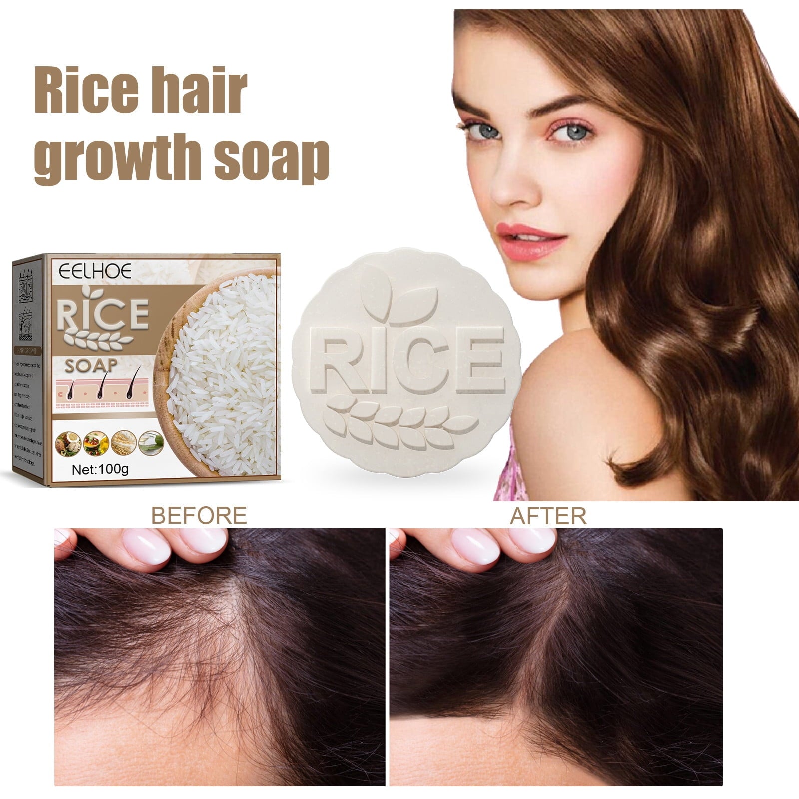 Anti-Hair Loss Rice Shampoo Bar Rice Water Shampoo and Conditioner for Hair Hair Loss Oil Control Shampoo Soap